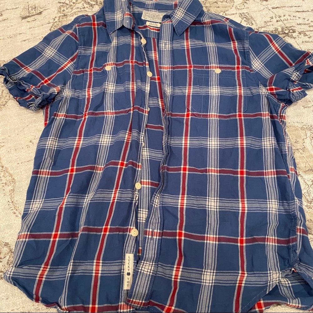 Plaid button down top